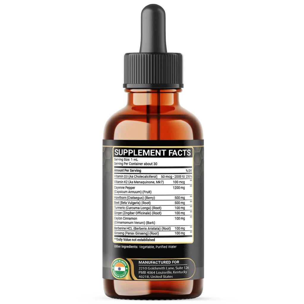 Penhoment 2 Packs - 2700 mg 10in1 Cayenne Pepper Liquid Drops with Hawthorn Berry, Vitamin D3 K2, Beet Root, Ginger Turmeric, Ginger, Ceylon Cinnamon, Berberine, and Ginseng - 2 Months - TrustMedUSA