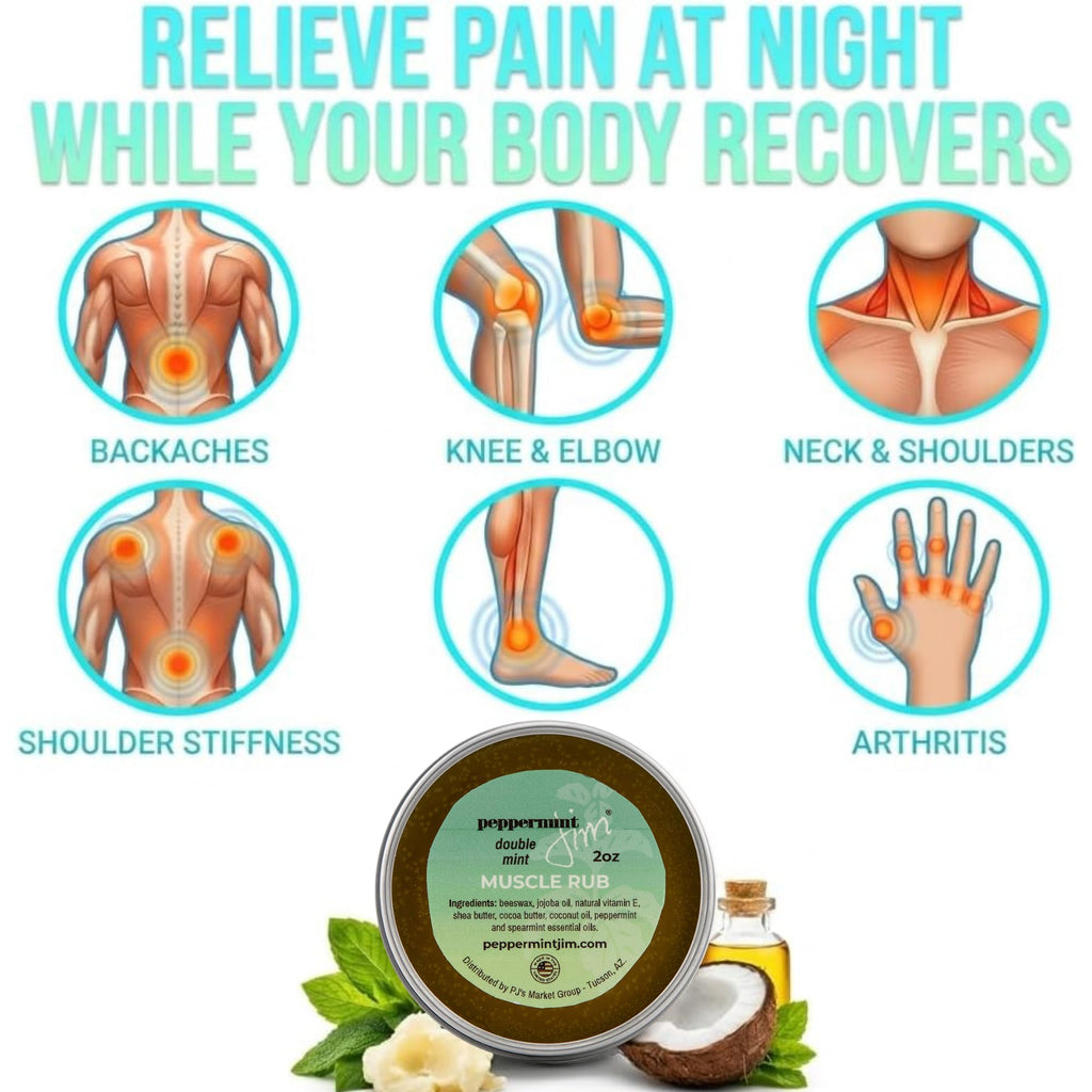 Peppermint Jim Double Mint Muscle Rub Balm 2oz, Fast Absorbing Cooling Relief Cream with Peppermint & Spearmint Oils, Non Greasy Soothing Balm for Sore Muscles, Back, Neck & Joints - Plant Based - TrustMedUSA