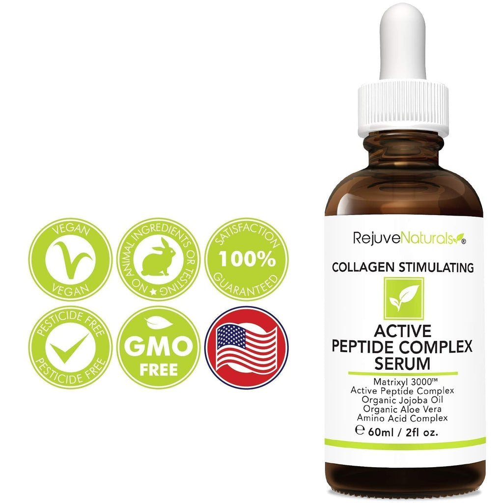 Peptide Complex Serum with Matrixyl 3000 (2 oz, Double-Sized) Minimizes Look of Fine Lines & Deep Wrinkles, Crow's Feet, Crepey Skin. Lightweight Anti Aging Moisturizer for Face & Neck - Maple Wellness Supplements