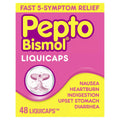 Pepto Bismol Liquicaps, Upset Stomach Relief, Nausea Relief, Heartburn Relief, Indigestion Relief, Anti Diarrhea Medication for Adults - 5 Symptom Fast Relief, No Flavor, 48 ct - TrustMedUSA