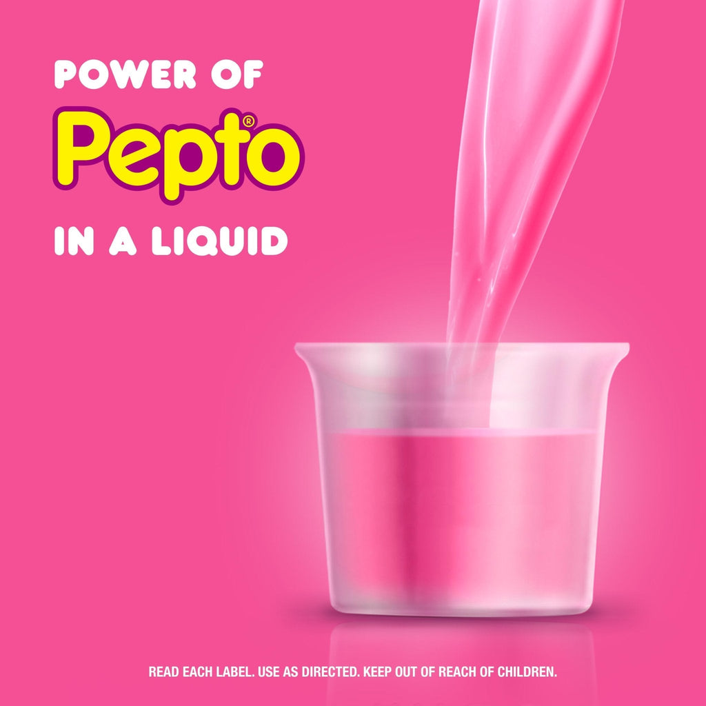 Pepto Bismol Liquid, Upset Stomach Relief, Nausea Relief, Heartburn Relief, Indigestion Relief, Anti Diarrhea Medication for Adults - 5 Symptom Fast Relief, 2x12 oz - Maple Wellness Supplements