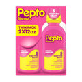 Pepto Bismol Liquid, Upset Stomach Relief, Nausea Relief, Heartburn Relief, Indigestion Relief, Anti Diarrhea Medication for Adults - 5 Symptom Fast Relief, 2x12 oz - Maple Wellness Supplements