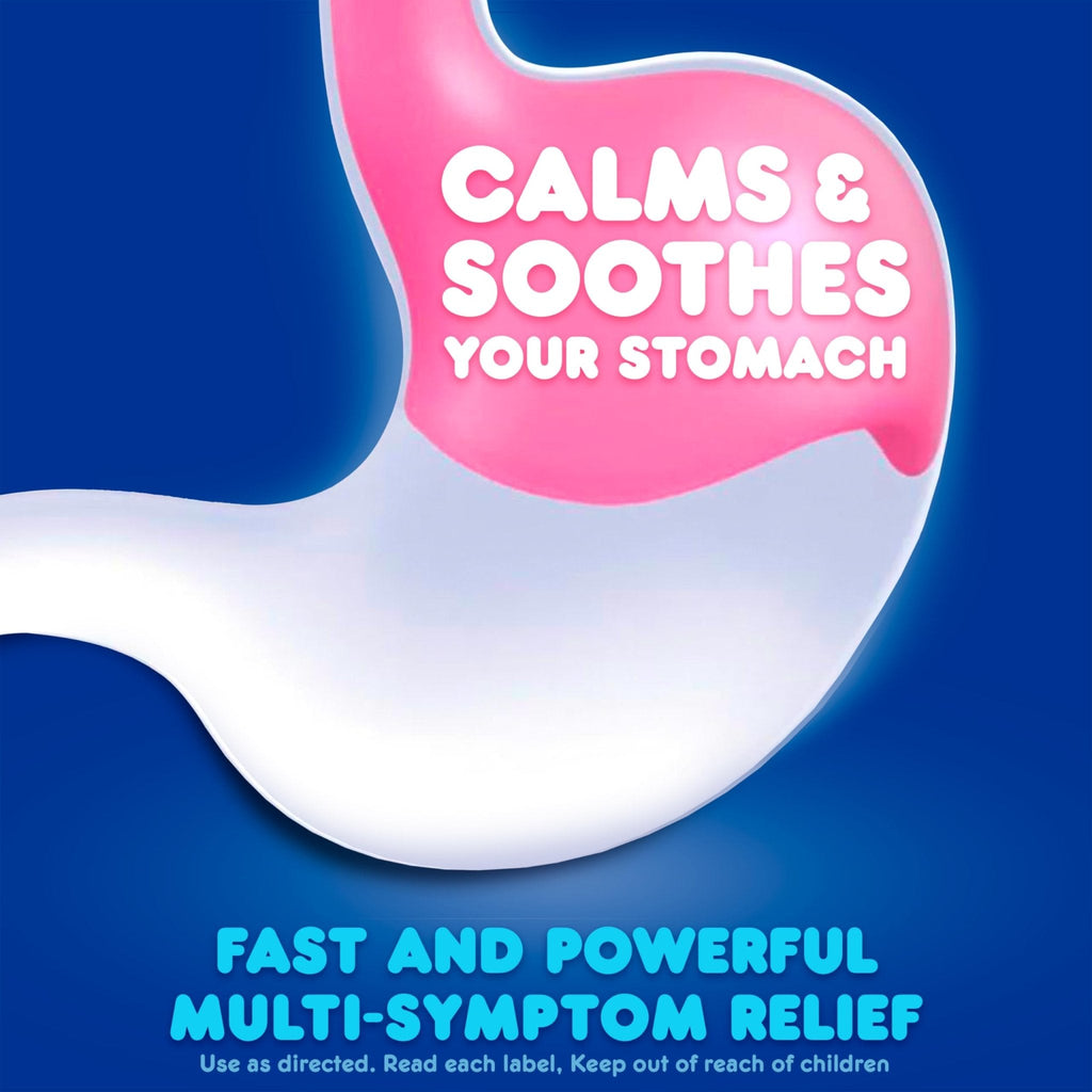 Pepto Bismol ULTRA Caplets, Upset Stomach Relief, Nausea Relief, Heartburn Relief, Indigestion Relief, Anti Diarrhea Medication for Adults - 5 Symptom Relief, 24 ct - Maple Wellness Supplements