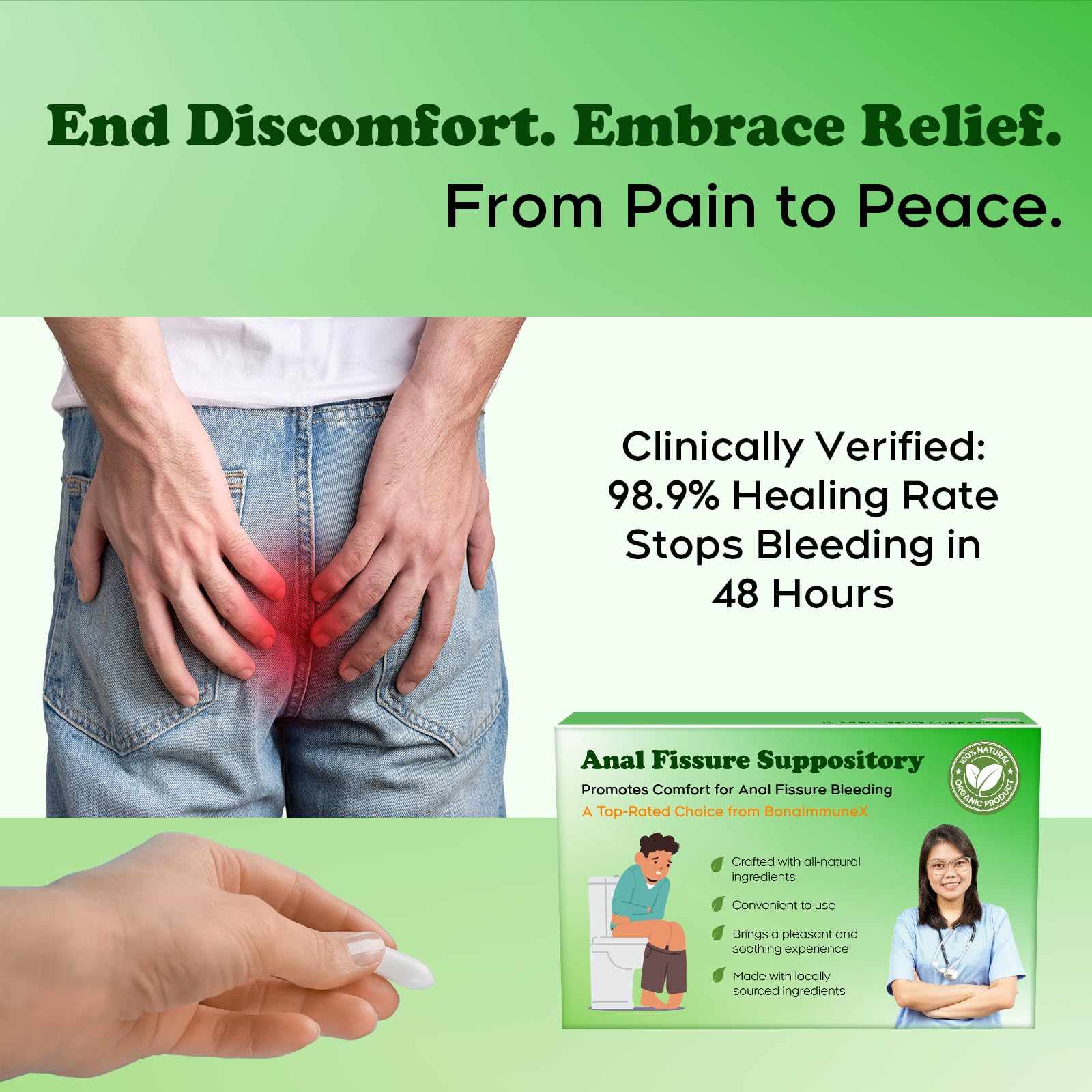 Peralpow Anal Fissure Suppositories | Expert-Formulation for Rectal Bleeding Associated with Hemorrhoids, Anus Fissures, Diarrhea & Constipation | Curcuminoids & Turmeric Extract | 16 Inserts - TrustMedUSA