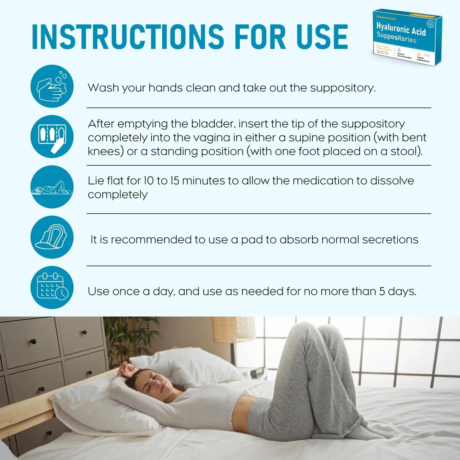 Peralpow Hyaluronic Acid Vaginal Suppositories 10 mg for Women | Vaginal Moisturizer for Dryness, Itching & Irritation | Menopause & Intimate Care with Coconut Fatty Acids | Estrogen Free, 12 Count - TrustMedUSA
