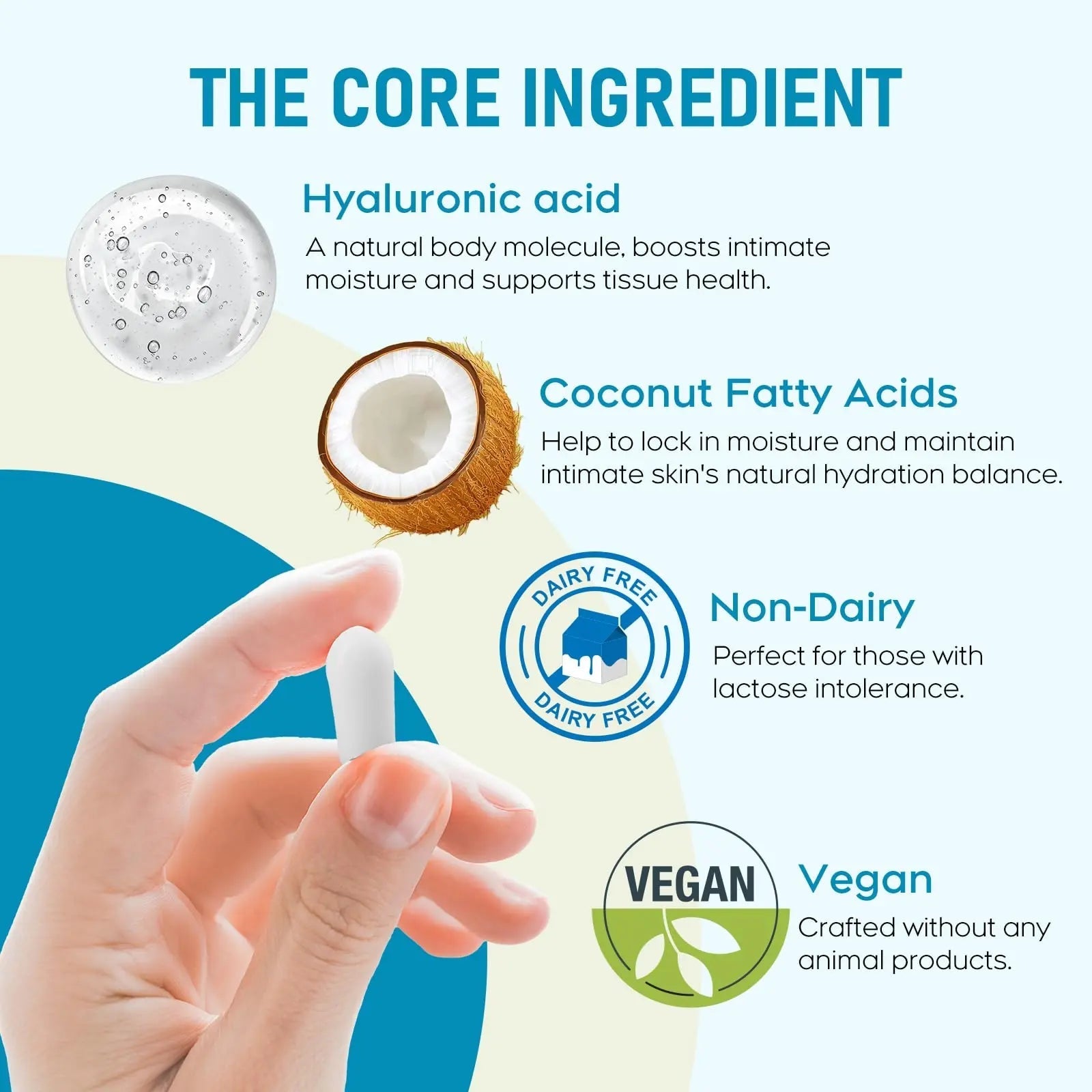 Peralpow Hyaluronic Acid Vaginal Suppositories 10 mg for Women | Vaginal Moisturizer for Dryness, Itching & Irritation | Menopause & Intimate Care with Coconut Fatty Acids | Estrogen Free, 12 Count - TrustMedUSA