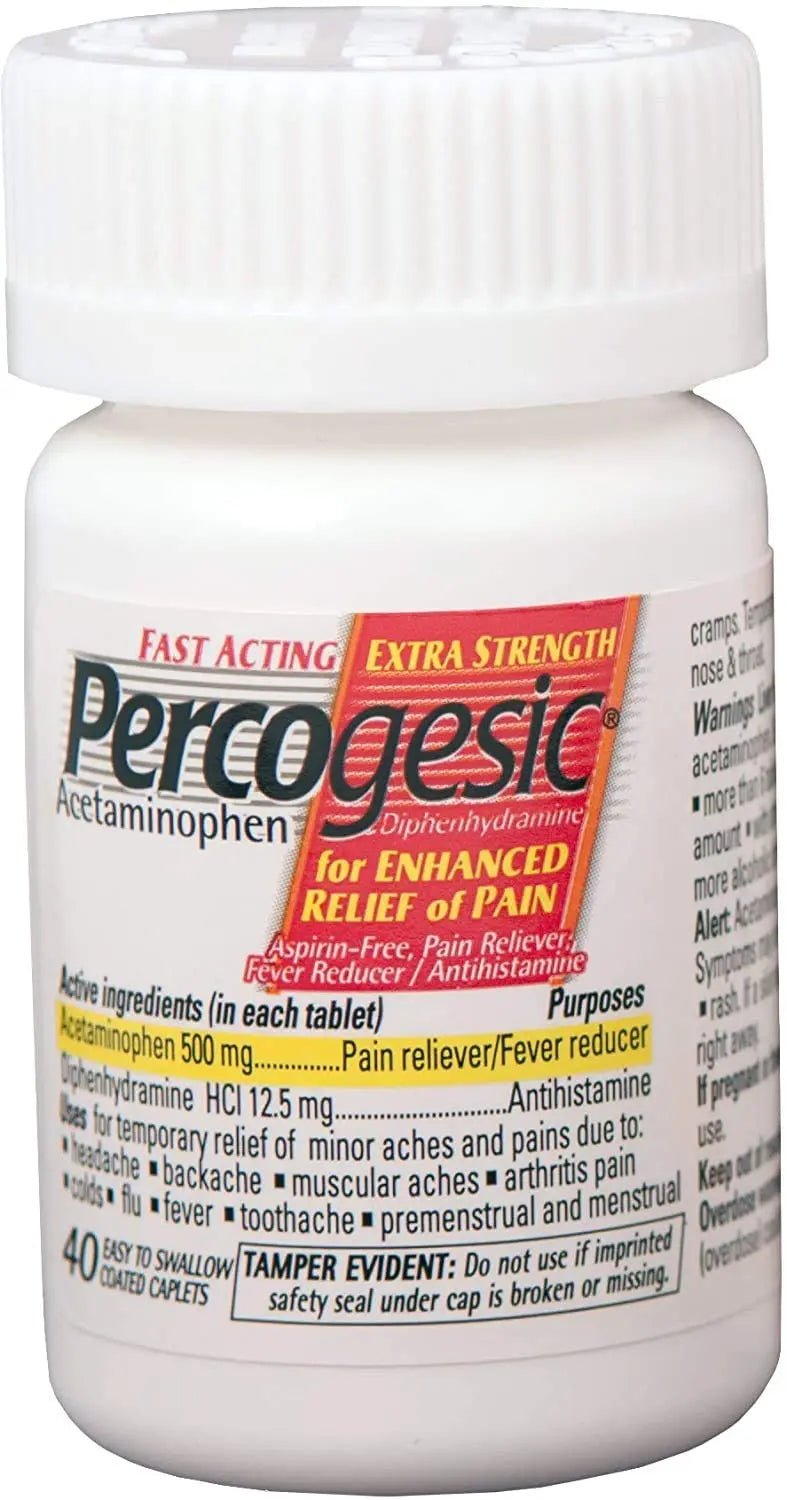 Percogesic Extra Strength Pain Relief | Aspirin Free Dual Action Relief | 40 Coated Caplets (6 Pack) - TrustMedUSA