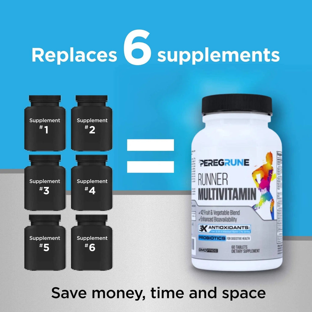 PEREGRUNE Runner Multivitamin & Omega 3 Bundle (1 Month Supply) | Antioxidants for Health & Recovery | Vitamin B Complex for Endurance, Energy, VO2 Max | Joints & Heart: 1,000mg Fish Oil - TrustMedUSA