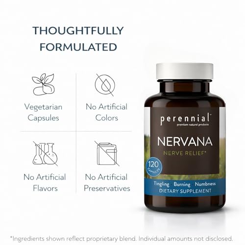 Perennial Nervana – Herbal Nerve Support for Tingling, Burning & Numbness Relief – Promotes Calm Focus & Stress Resilience – Non-Drowsy Mood Balance – 120ct* - TrustMedUSA