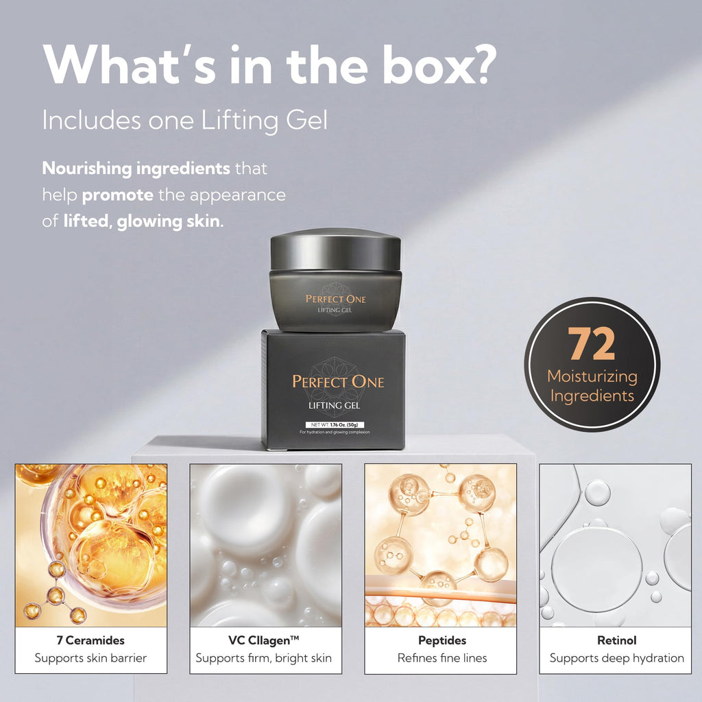 PERFECT ONE Lifting Gel – All-in-One Face Moisturizer & Anti-Aging Serum – With Collagen, Niacinamide, Retinol, VC & Hyaluronic Acid – Firms, Brightens, Hydrates, and Smooths Fine Lines, 50g - Maple Wellness Supplements