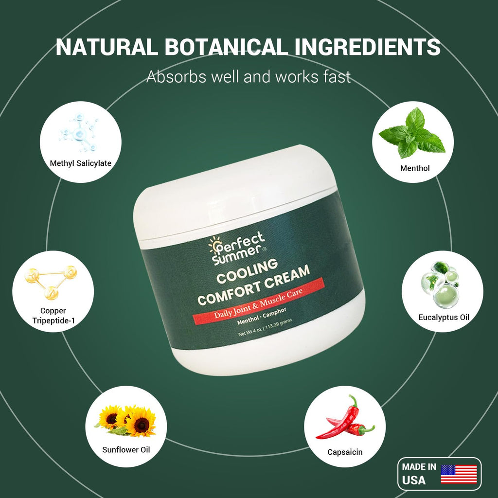 Perfect Summer Cooling Comfort Cream – Muscle Rub & Joint Care – Cooling Relief for Back, Neck, Shoulders & Knees – Non-Greasy, Fast-Absorbing Topical Cream, 4 oz - TrustMedUSA