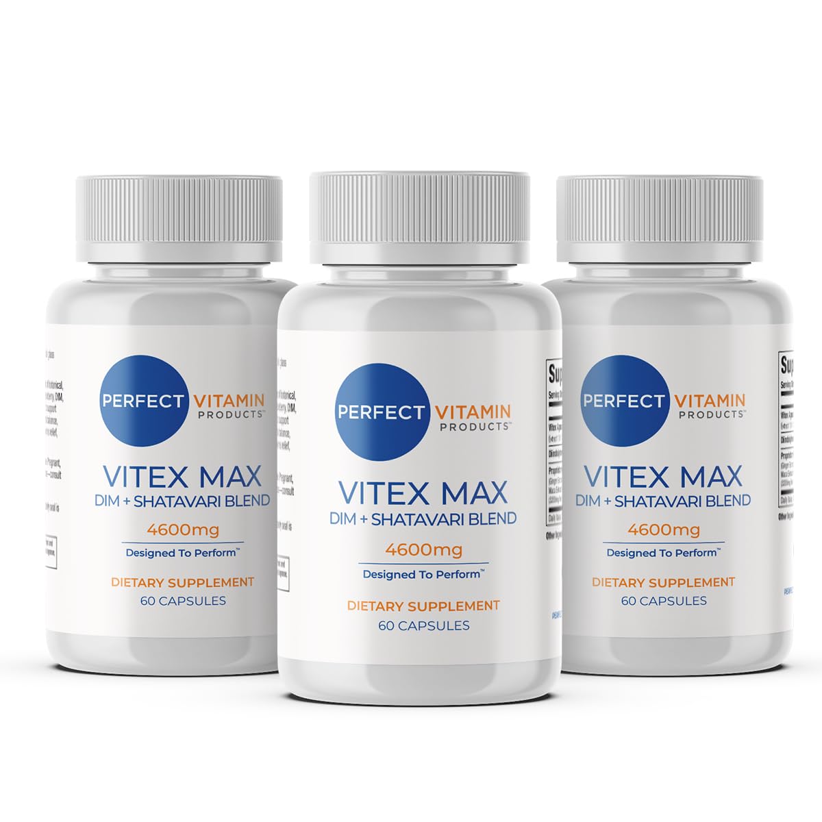Perfect Vitamin Products Vitex Max DIM + Shatavari – Hormone Balance & Menopause Support for Women – Vegan Blend with Adaptogens for Mood, Cycle & Stress Relief – 4600mg (3-Pack) - TrustMedUSA