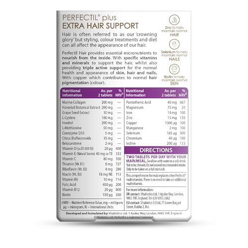 Perfectil Vitabiotics Multivitamin | Hair Growth and Thickening Formula | Supports Thicker, Healthy Hair | Vitamin D, E, Collagen, Biotin, and More - TrustMedUSA