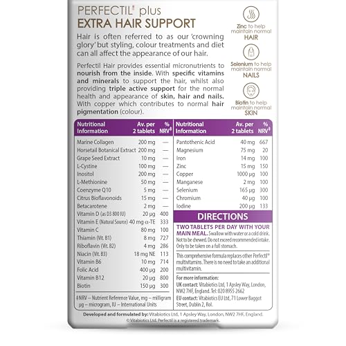 Perfectil Vitabiotics Multivitamin | Hair Growth and Thickening Formula | Supports Thicker, Healthy Hair | Vitamin D, E, Collagen, Biotin, and More - TrustMedUSA