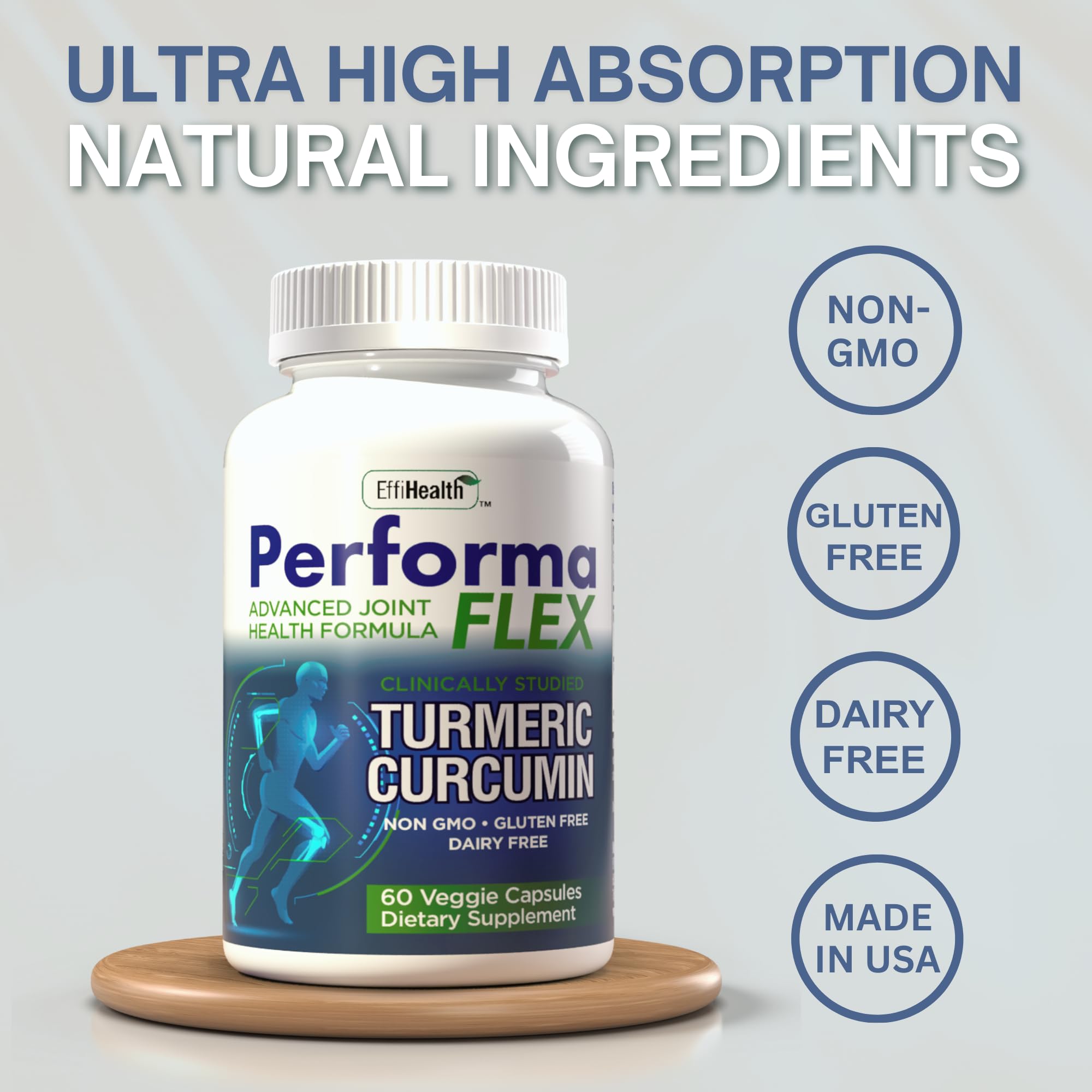 Performa Flex - Joint Support Supplement with Meriva, Turmeric Curcumin, Tart Cherry & Ginger – Ultra High Absorption – Support for Joint Mobility, Joint & Cartilage Health – 60 Capsules - TrustMedUSA