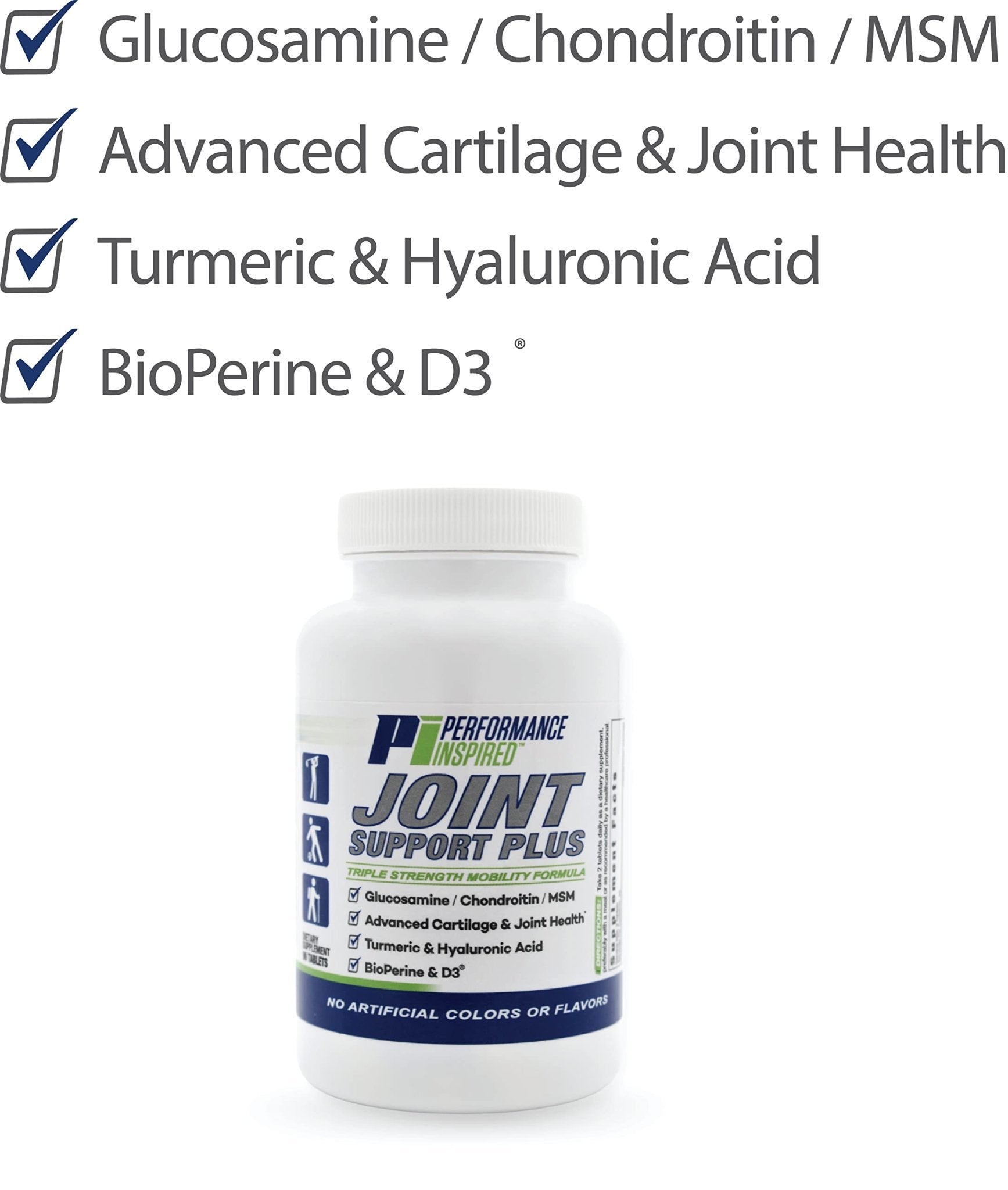 PERFORMANCE INSPIRED Nutrition Joint Support Plus – Glucosamine, Chondroitin, Turmeric & BioPerine – Triple Strength Joint Comfort & Mobility Support – 90 Count - TrustMedUSA