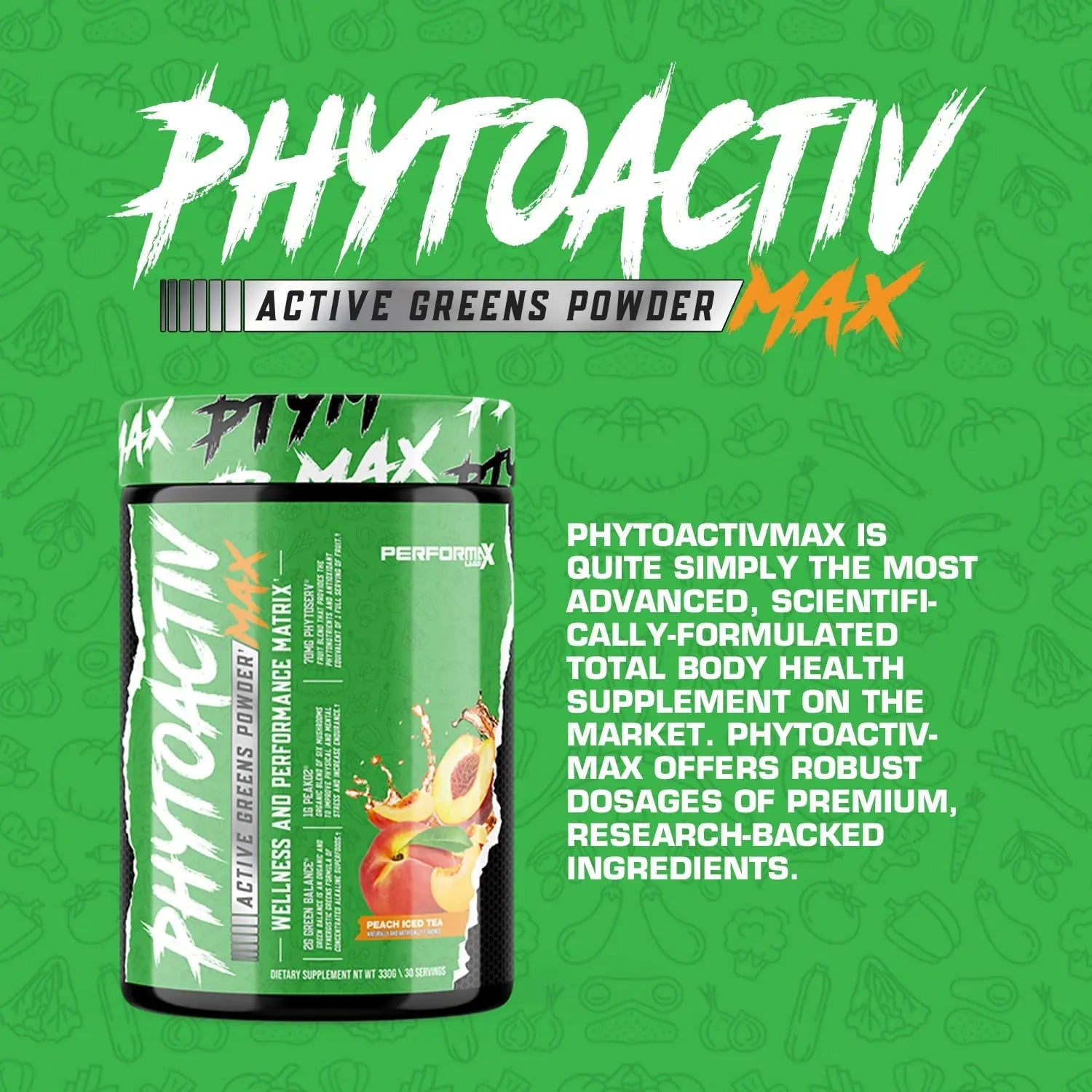Performax Labs PhytoactivMax Active Greens Powder Wellness and Performance Matrix | Phytonutrients – Overall Health | 30 Servings (Strawberry Pineapple) - TrustMedUSA