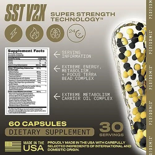 PERFORMIX - SST V3X - Pre Workout - 350 mg Caffeine - Energy Supple - TrustMedUSA