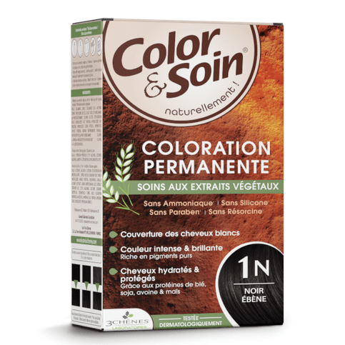 Permanent hair dye 1N ebony black Color&Soin LES 3 CHENES - TrustMedUSA