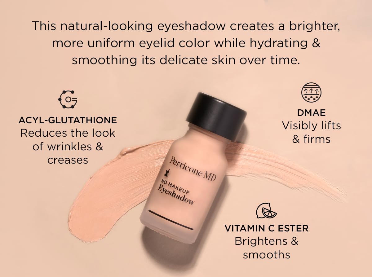 Perricone MD No Makeup Liquid Eyeshadow - Hydrating Serum Texture - Crease-Proof Anti-Aging with Vitamin C - Smooths & Brightens Eyelids - Long-Wearing Satin Finish for All Ages, Shade 2, 0.3 fl oz - TrustMedUSA
