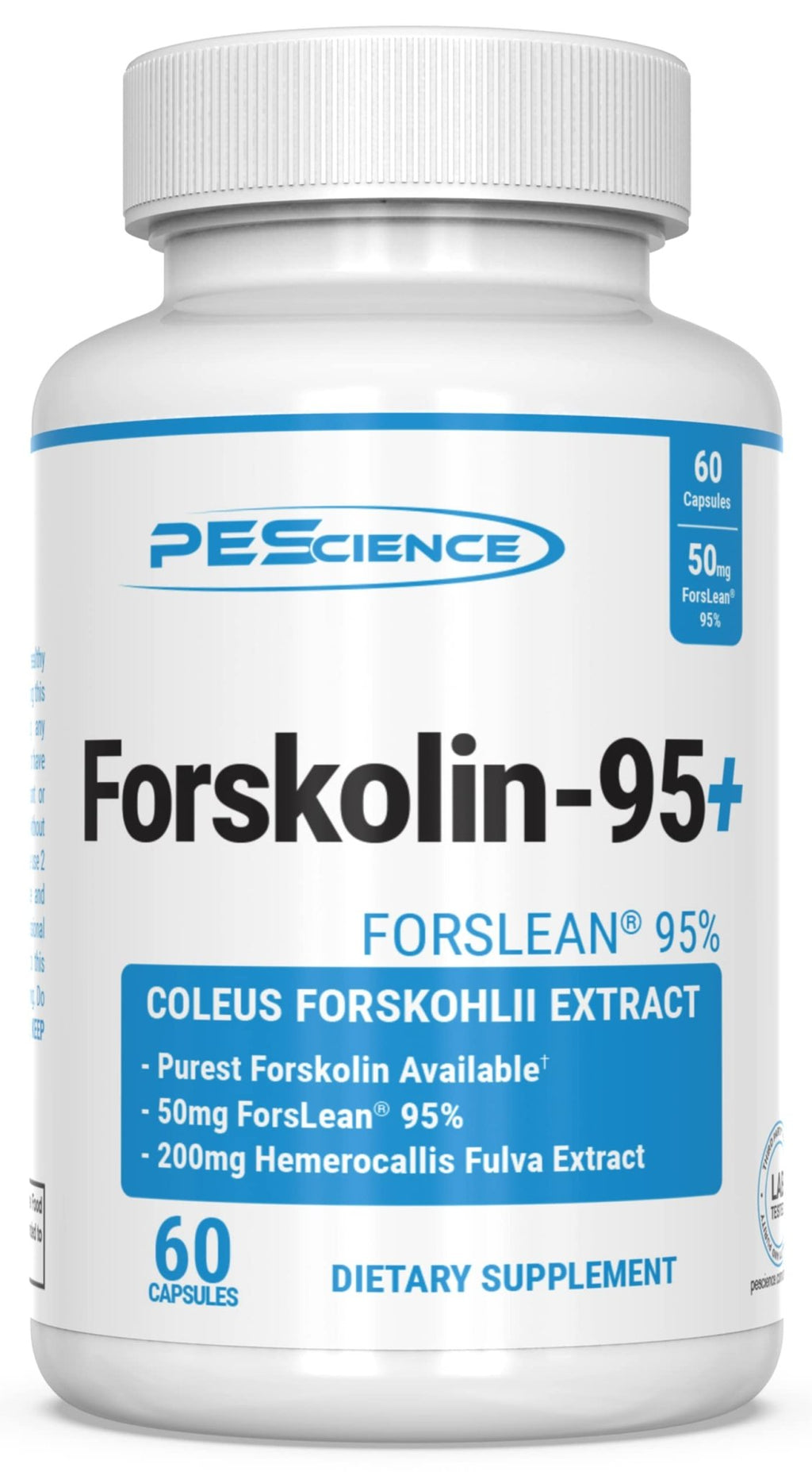 PEScience Forskolin-95+ Capsules, 95% Pure Forskolin from Coleus Forskohlii Extract with Hemerocallis Fulva Extract, Patented ForsLean, 50mg, 60 Count - TrustMedUSA