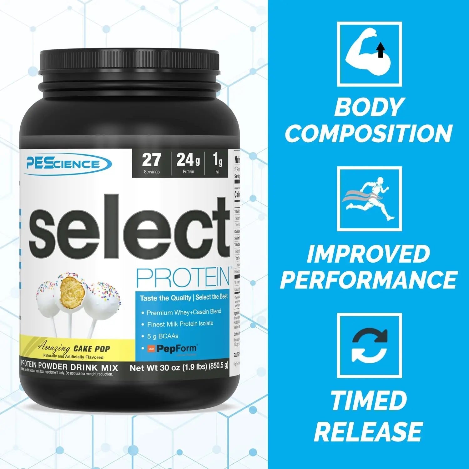 PEScience Select Low Carb Protein Powder, Cake Pop, 27 Serving, Keto Friendly - TrustMedUSA