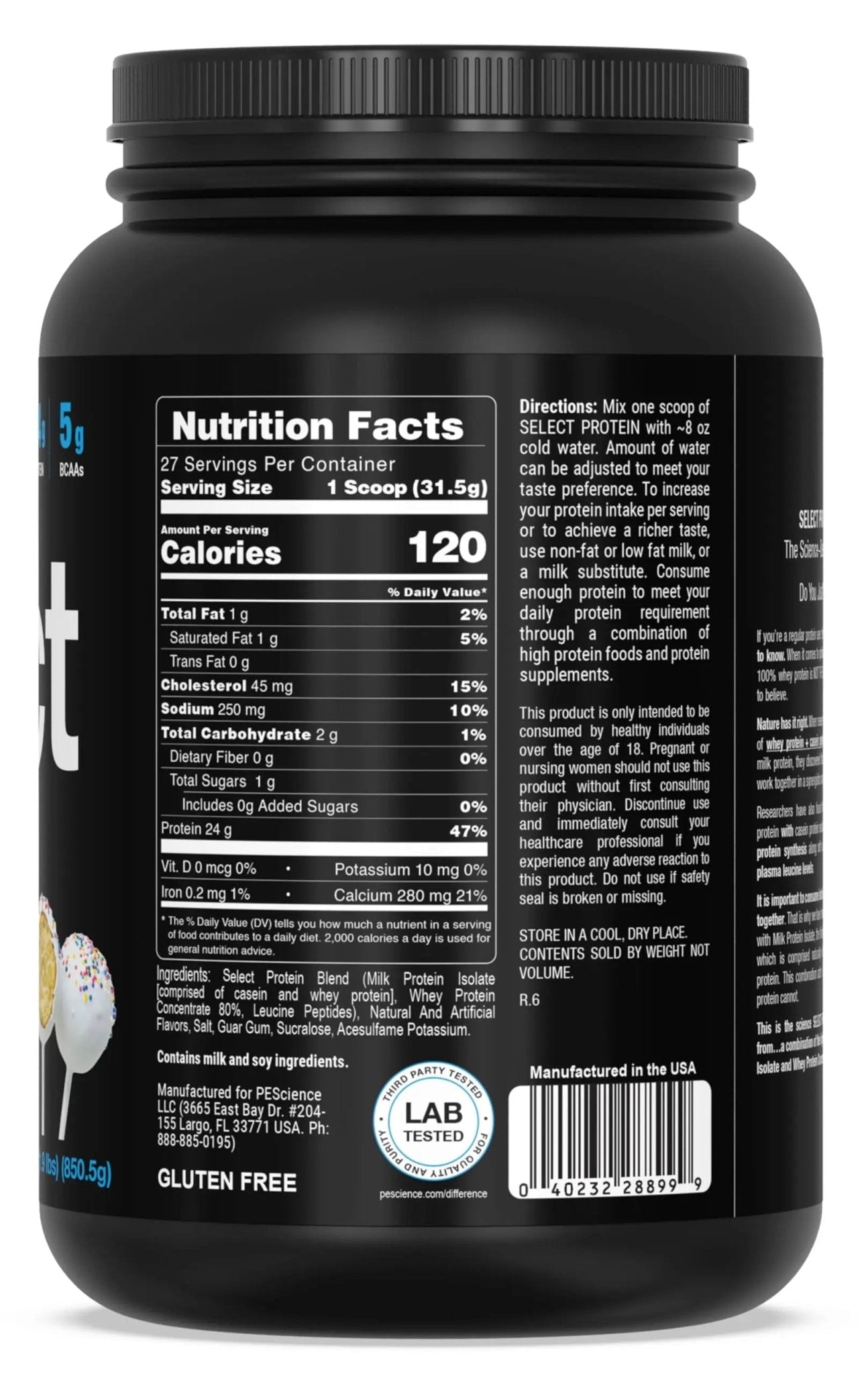 PEScience Select Low Carb Protein Powder, Cake Pop, 27 Serving, Keto Friendly - TrustMedUSA
