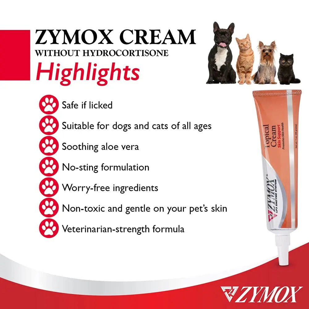 Pet King Brands ZYMOX Veterinarian Strength Topical Cream for Dogs and Cats, 1oz - TrustMedUSA