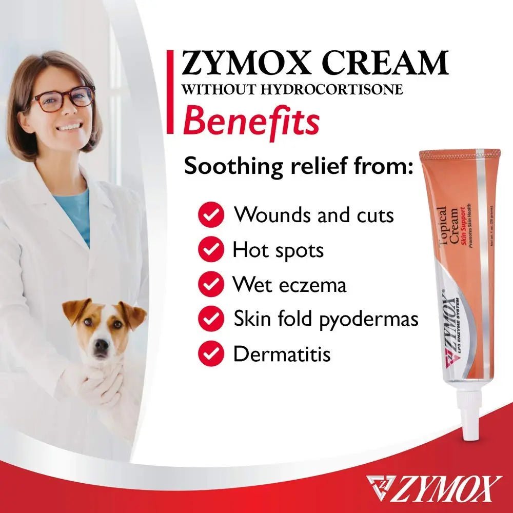 Pet King Brands ZYMOX Veterinarian Strength Topical Cream for Dogs and Cats, 1oz - TrustMedUSA