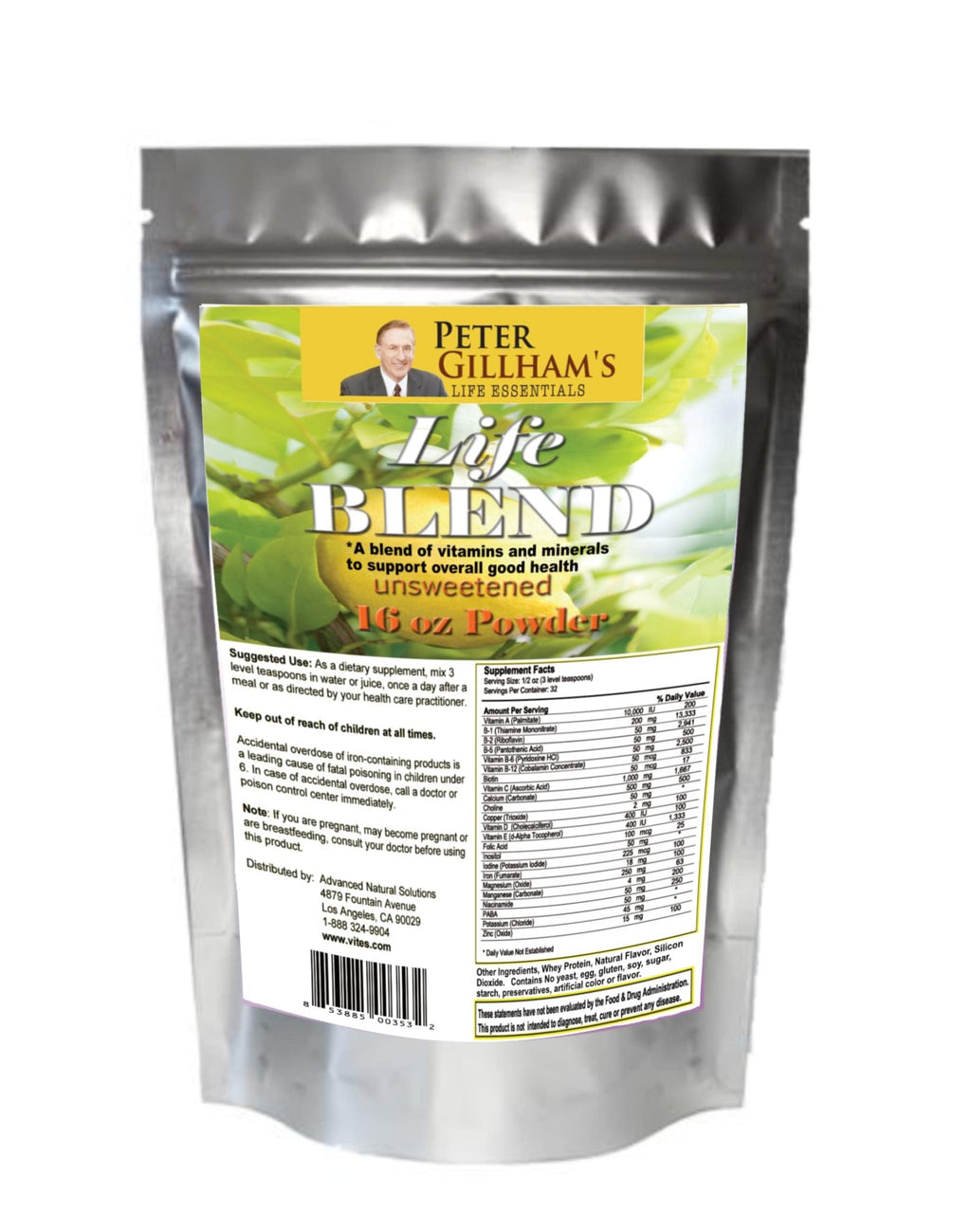 Peter's Choice Life Blend, 16oz, Multivitamin & Mineral Powder, Unsweetened, 32 Servings per Container. Made in The USA - TrustMedUSA