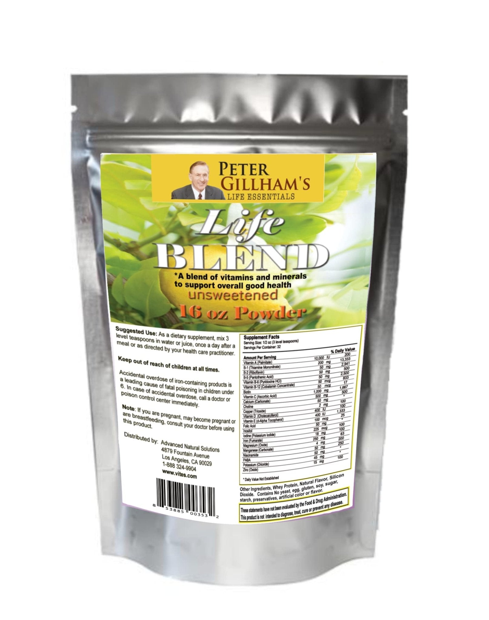Peter's Choice Life Blend, 16oz, Multivitamin & Mineral Powder, Unsweetened, 32 Servings per Container. Made in The USA - TrustMedUSA