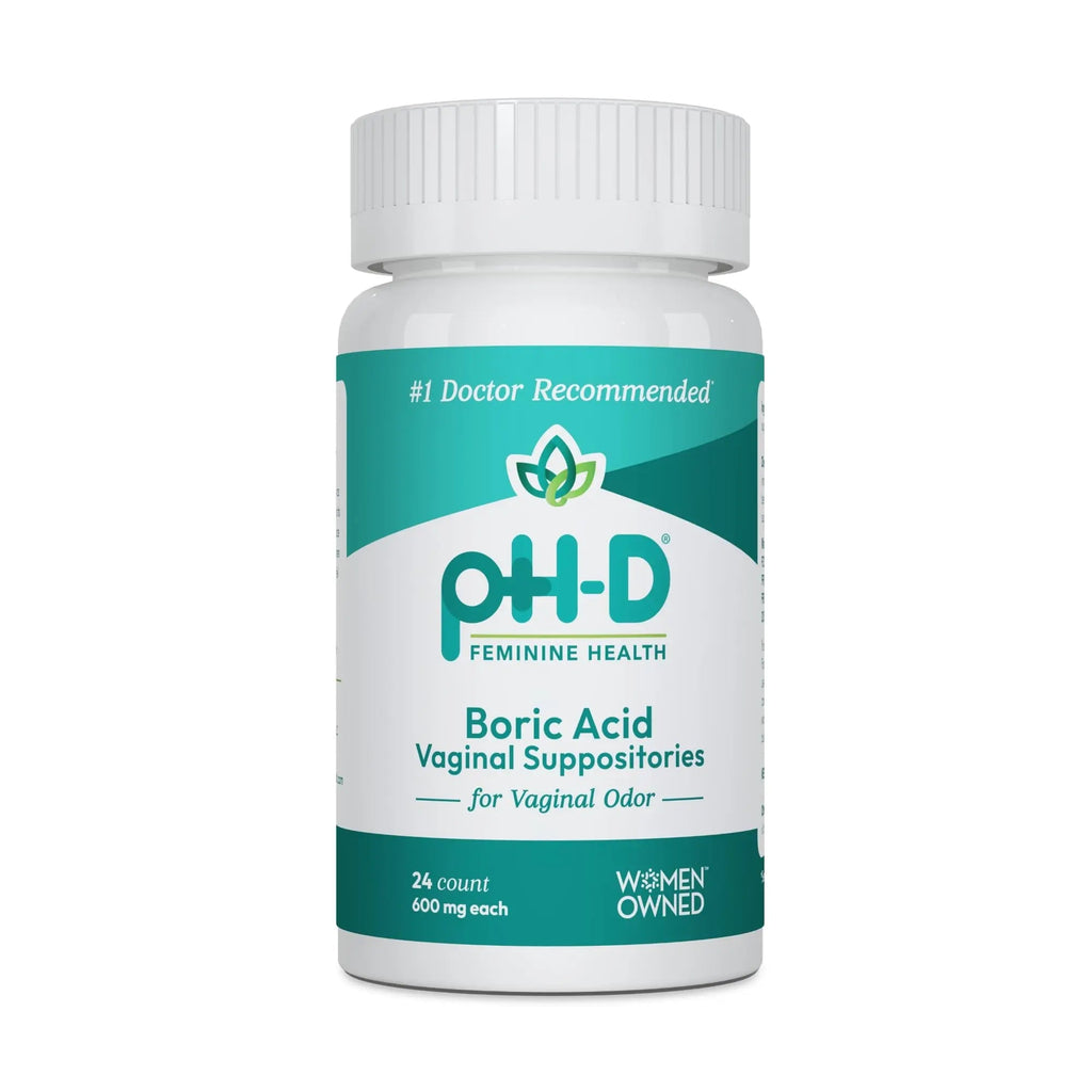 pH-D Feminine Health - 600 mg Boric Acid Suppositories - Woman Owned - for Vaginal Odor Use - 24 Count - TrustMedUSA
