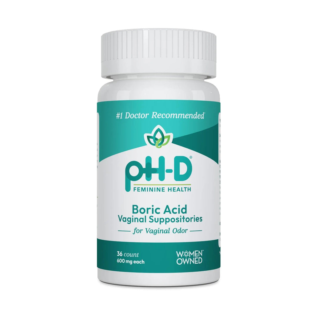 pH-D Feminine Health Support - 600 mg Boric Acid Suppositories - Woman Owned - for Vaginal Odor Use - 36 Count - TrustMedUSA