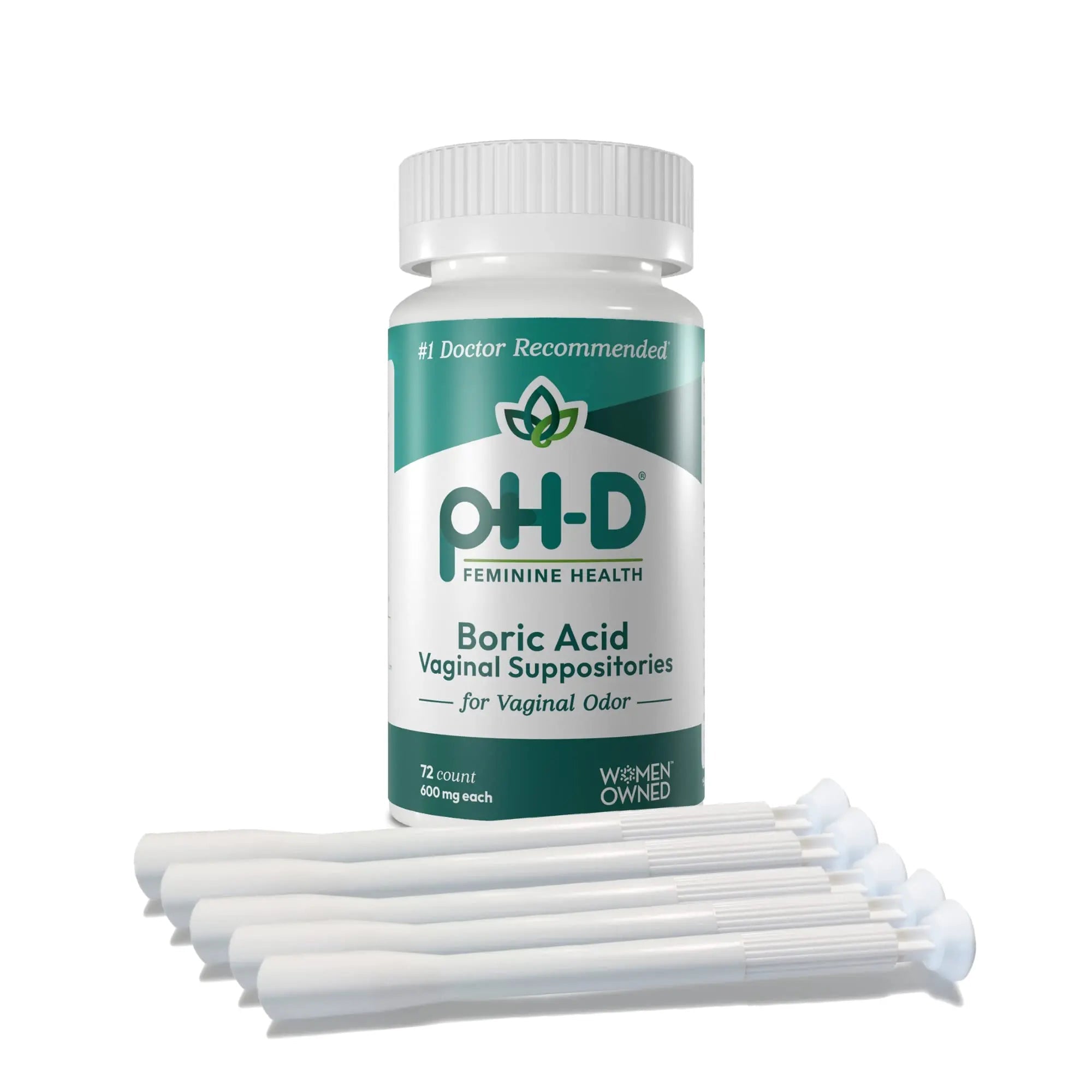 pH-D Feminine Health Support - Boric Acid Starter Bundle - pH-D Boric Acid Vaginal Suppositories 72 Count and 5 Vaginal Suppository Applicators - TrustMedUSA