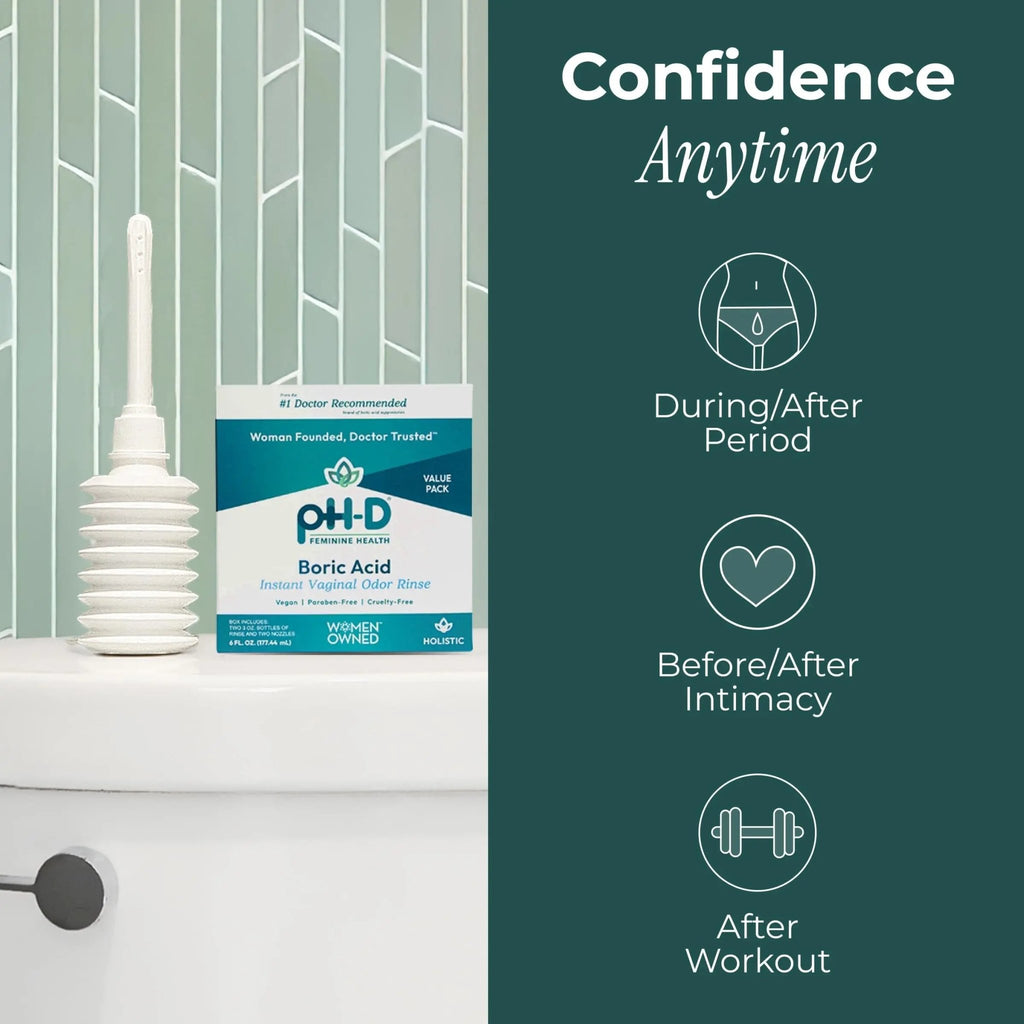 pH-D Feminine Health Support - Instant Odor Rinse with Boric Acid for Vaginal Odor - Vegan, Paraben-Free, Cruelty-Free, 6 Fl Oz Total, (3 Fl Oz, Pack of 2) - TrustMedUSA
