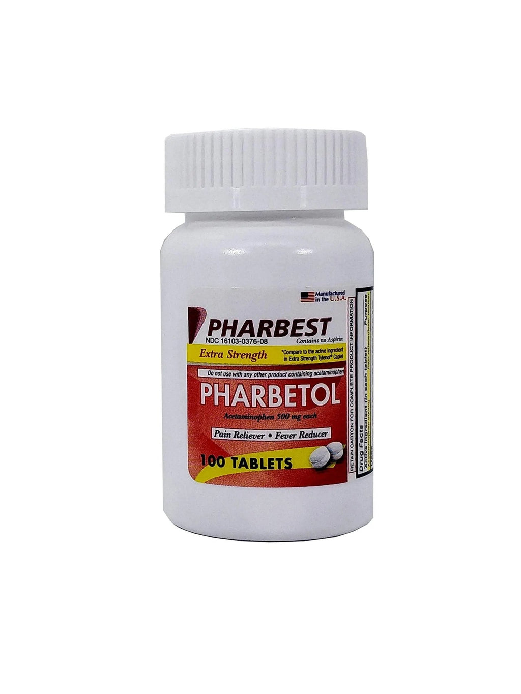 Pharbetol 500mg Extra Strength Tablets 100 Count (Generic Extra Strength) - TrustMedUSA