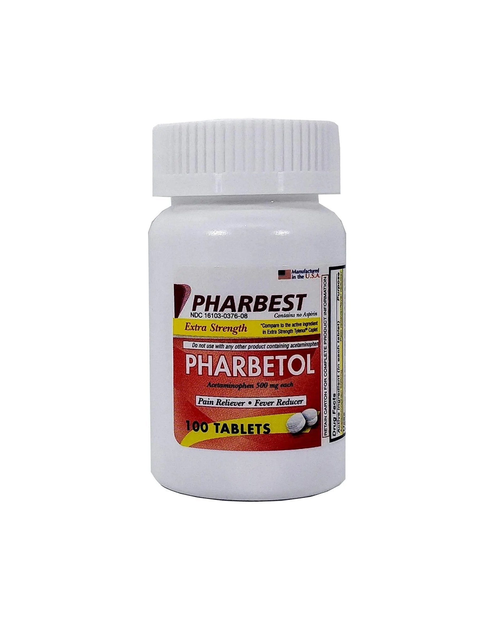 Pharbetol 500mg Extra Strength Tablets 100 Count (Generic Extra Strength) - TrustMedUSA