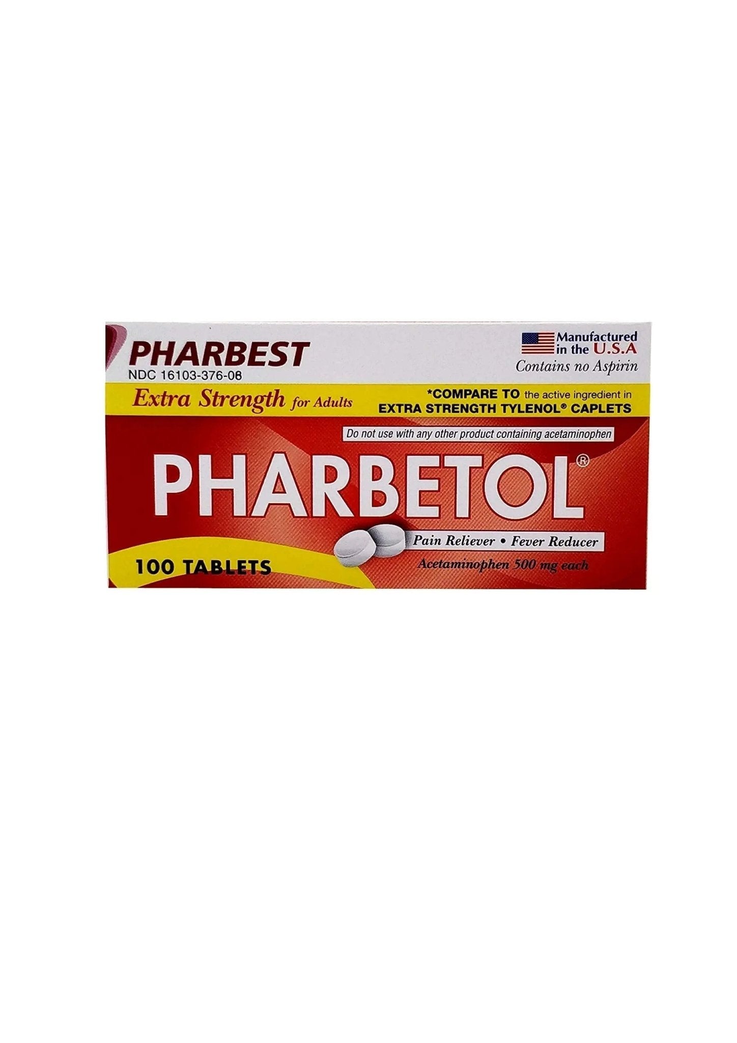 Pharbetol 500mg Extra Strength Tablets 100 Count (Generic Extra Strength) - TrustMedUSA