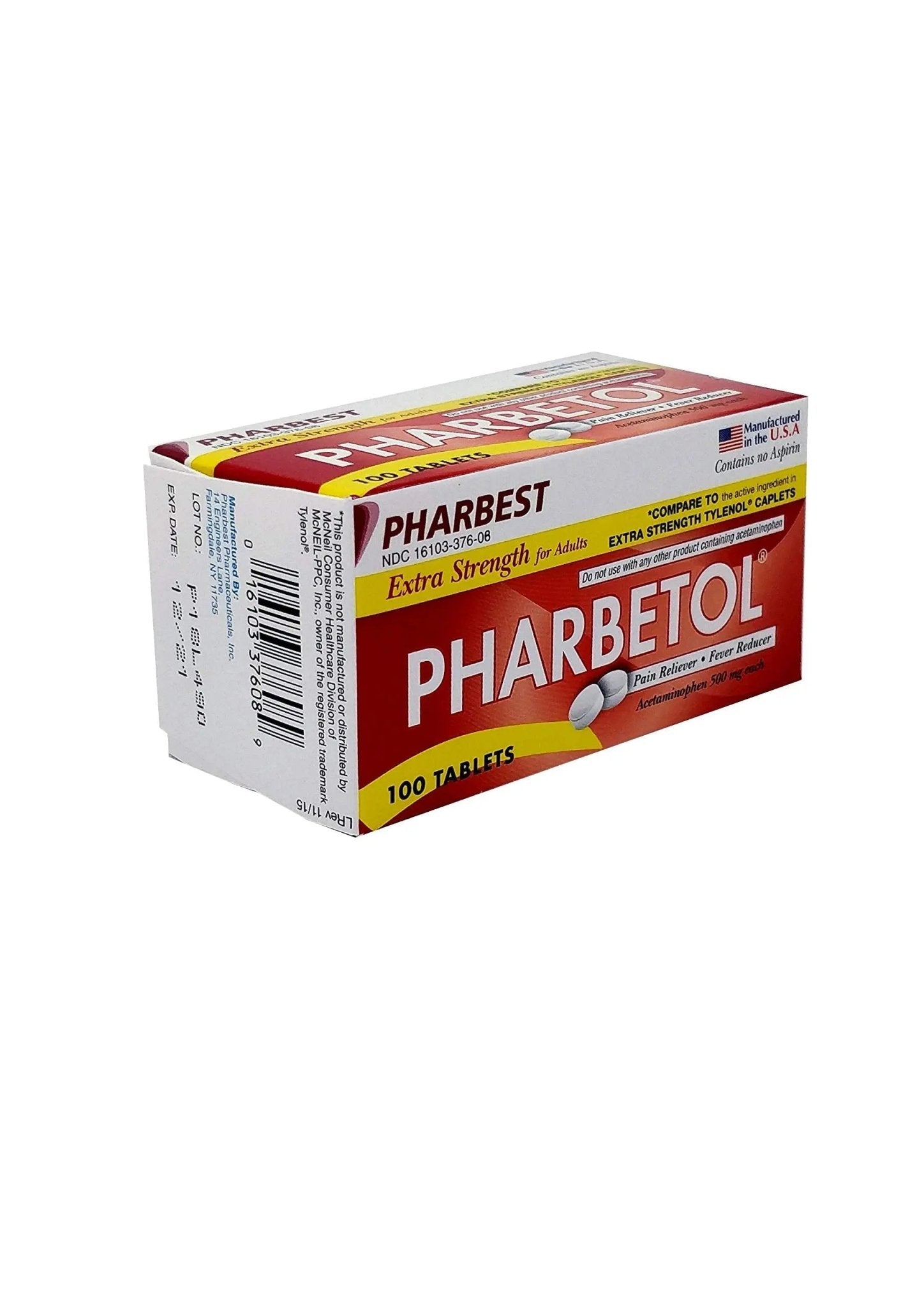 Pharbetol 500mg Extra Strength Tablets 100 Count (Generic Extra Strength) - TrustMedUSA