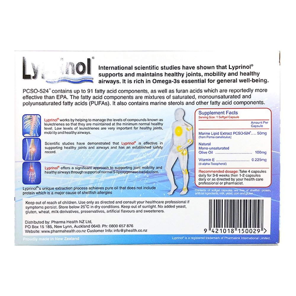 Pharma Lyprinol® Pcso-524® 200 Capsules New Zealand Green Lipped Mussel Extract Oil Joint Health Support & Mobility - TrustMedUSA