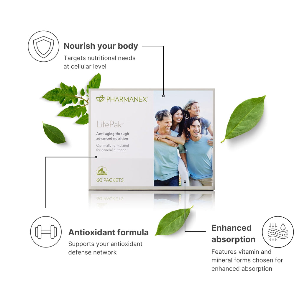 Pharmanex Nu Skin LifePak Advanced Nutritional Supplement for Adults | 60 Daily Packets | Aging, Digestive, and Gut Health Formula with Essential Vitamins, Minerals, and Phytonutrients - TrustMedUSA