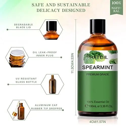 PHATOIL Spearmint Essential Oil 100ML, Pure Premium Grade Spearmint Essential Oils - TrustMedUSA