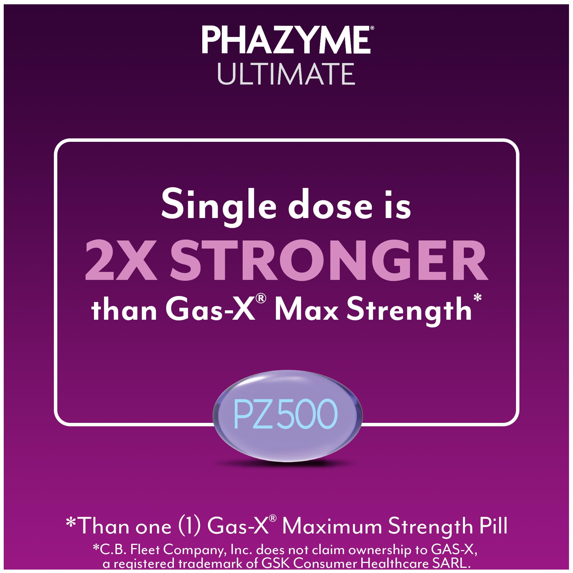 Phazyme Ultimate Strength Anti-Gas 500 mg Simethicone Gas Relief for Adults, Fast Gels Quickly Ease Bloating, Pressure and Discomfort, 20 Count - Maple Wellness Supplements
