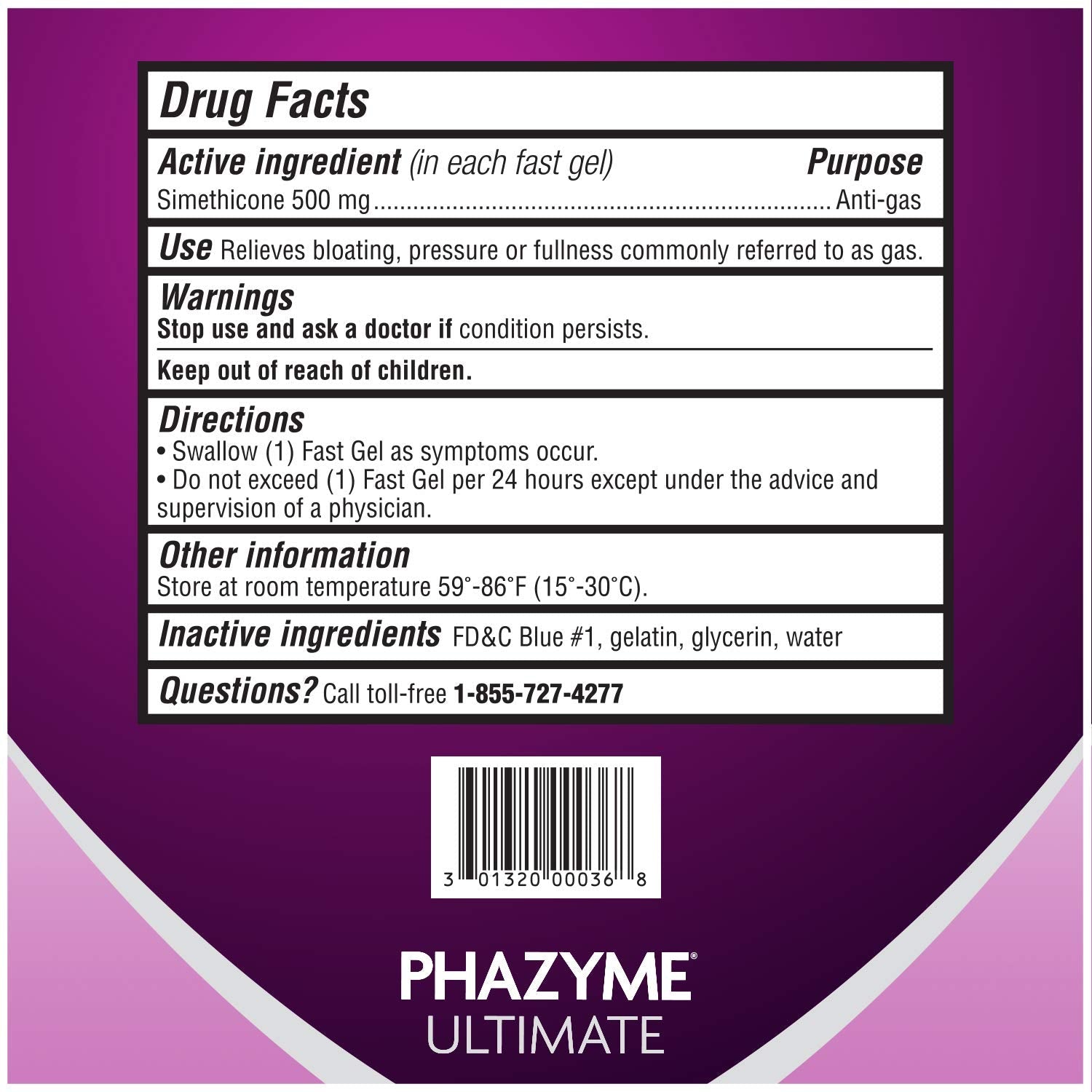 Phazyme Ultimate Strength Anti-Gas 500 mg Simethicone Gas Relief for Adults, Fast Gels Quickly Ease Bloating, Pressure and Discomfort, 20 Count - Maple Wellness Supplements
