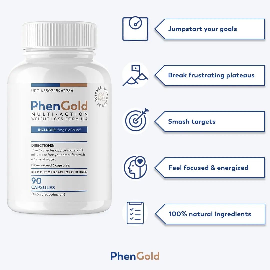 PhenGold Pills, Original Multi-Action Weight Management Formula with Green Tea - TrustMedUSA