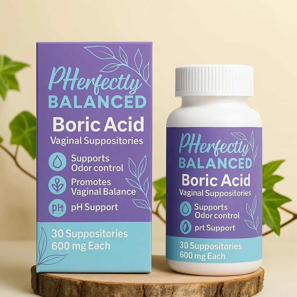 Pherfectly Balanced Boric Acid Vaginal Suppositories, 600mg, pH Support for Feminine Balance, Odor Control, 30 Count - TrustMedUSA