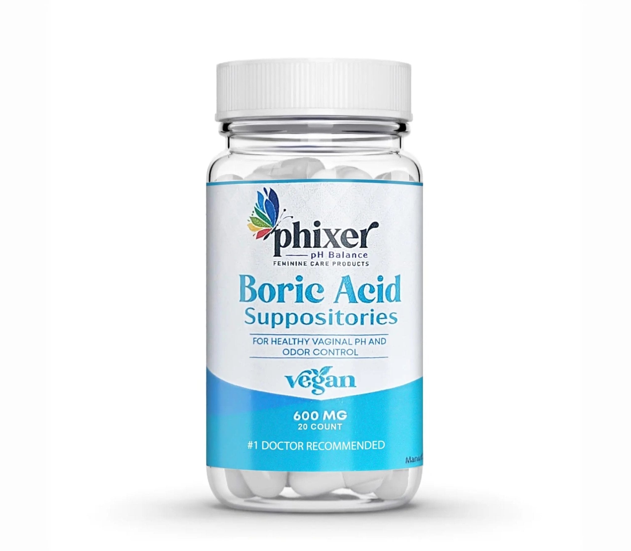 Phixer pH Balance - Vaginal Boric Acid Suppositories for Women - 20 Suppositories 600MG Each for Chronic Yeast Infections and Vaginal Odor - Vaginal Use Only - Made in USA - TrustMedUSA