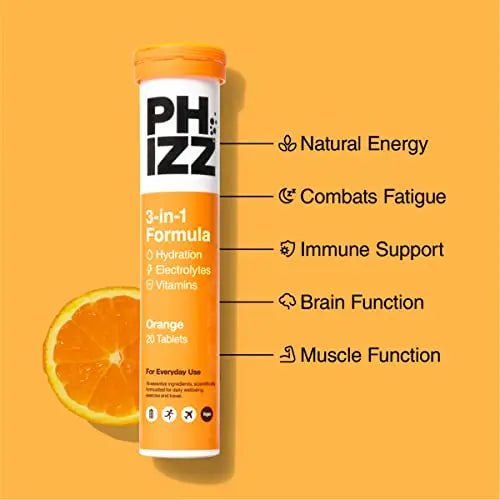 Phizz Electrolytes, Multivitamin & Hydration Tablets - 20 Effervescent Rehydration Electroly - TrustMedUSA
