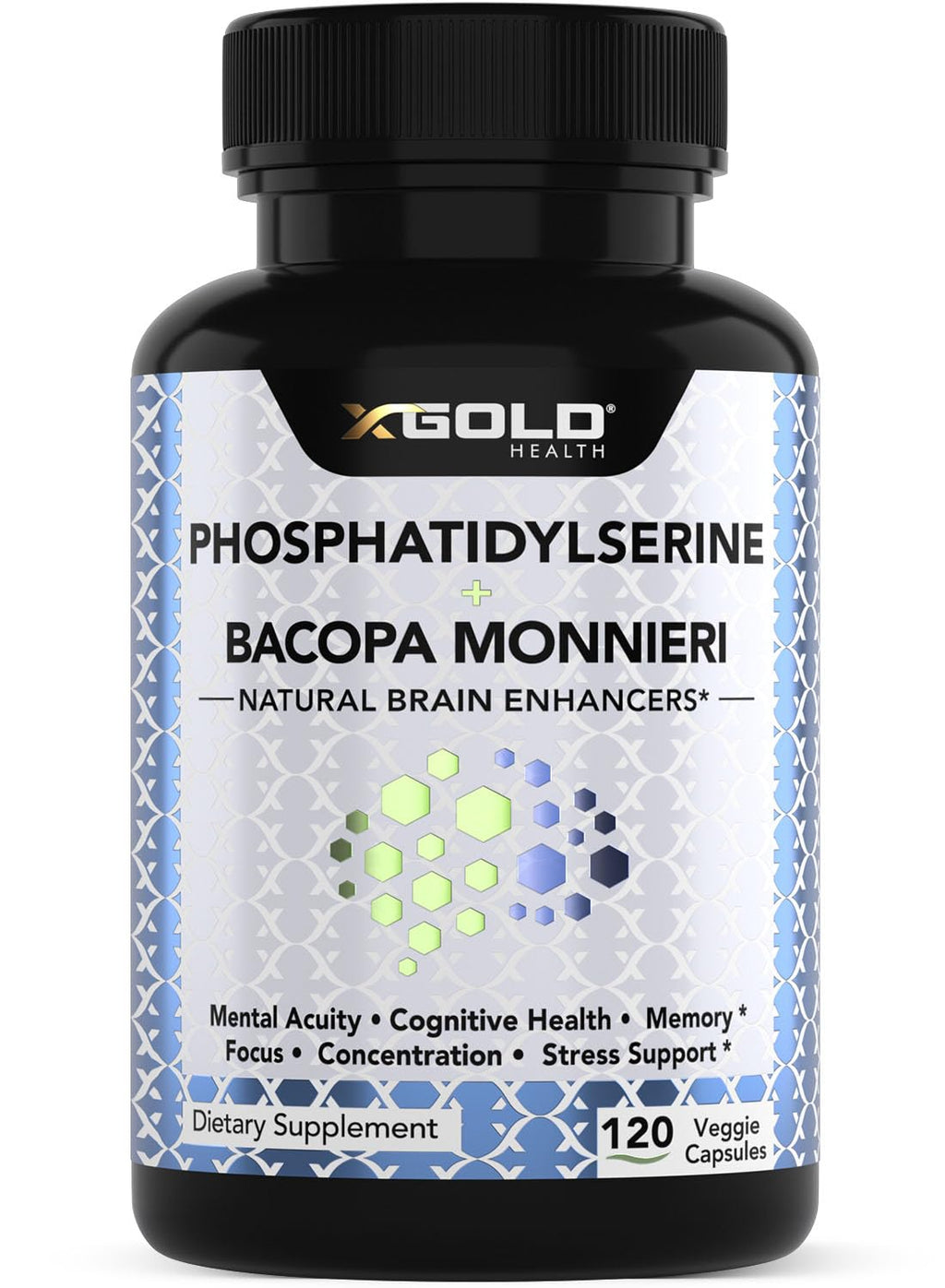 PhosphatidylSerine & Bacopa Monnieri 800 mg 2 in 1 Supplement - Natural Brain Enhancer/Nootropic for Enhanced Focus and Concentration, Memory Support, & Cognitive Function - 120 Vegetarian Capsules - TrustMedUSA