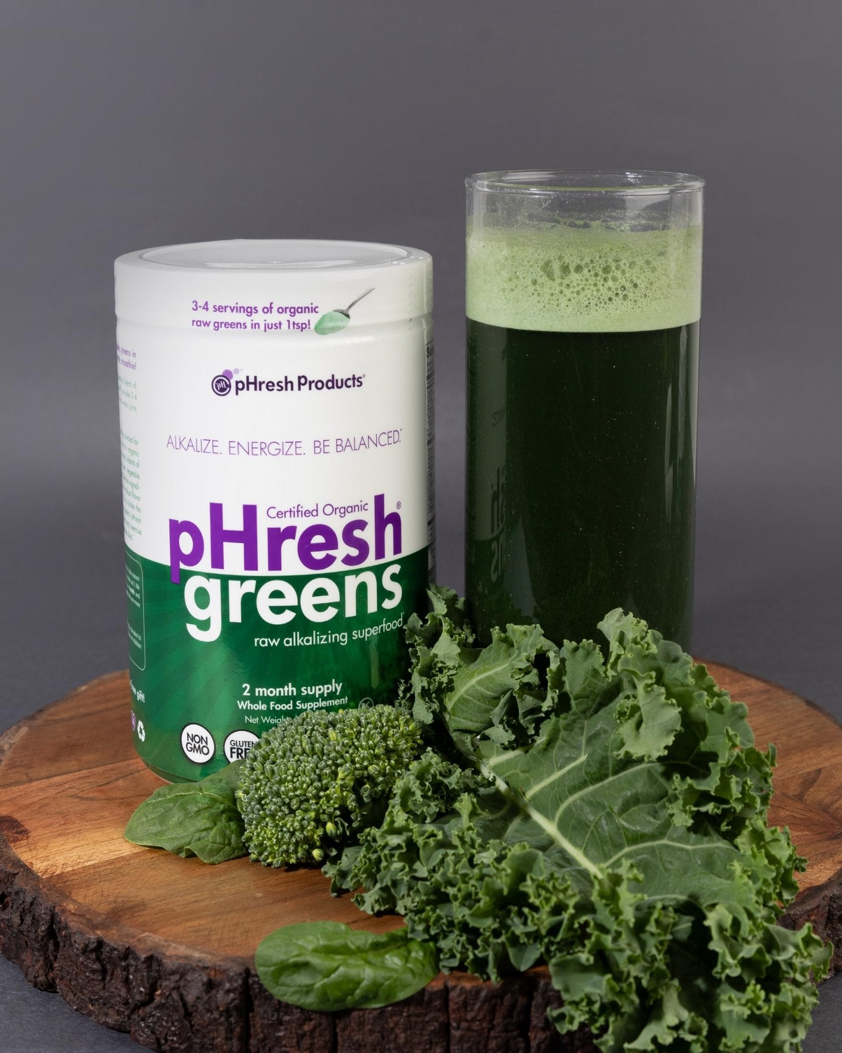 pHresh - Greens Raw Alkalizing Superfood Greens Powder - 2 Month Supply - Vegan, Kosher, Gluten Free - Natural Enzymes, Nutrients - Approved for Intermittent Fasting - 10 oz - TrustMedUSA